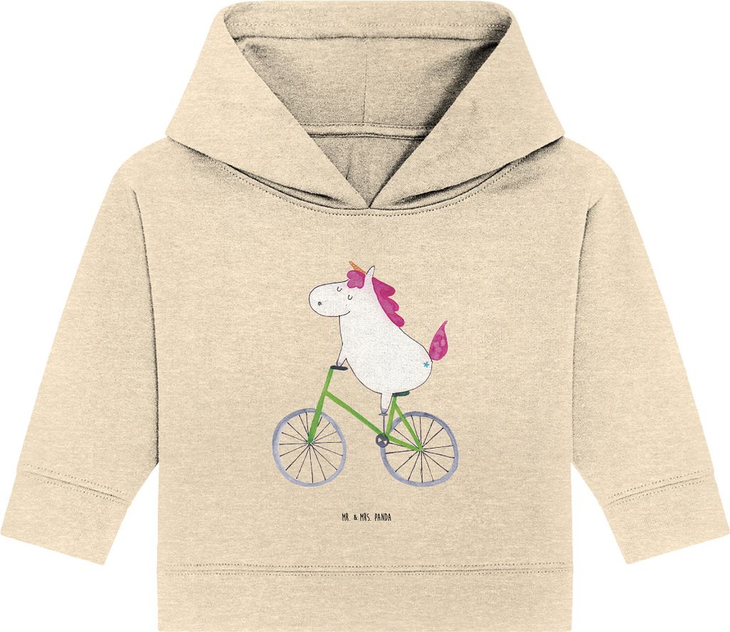 Mr. & Mrs. Panda Organic Baby Hoodie Einhorn Radfahrer 24. - 36. Monat - Natural Raw - Geschenk, Kapuzensweatshirt, Unicorn, Kummer, Einhörner, Ka...