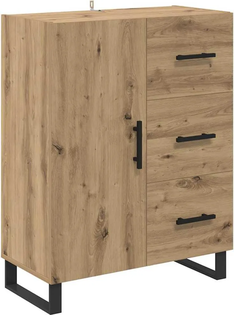 SYFAX Credenza Rovere Artigianale 69.5x34x90 cm | Mobile con Cassetto