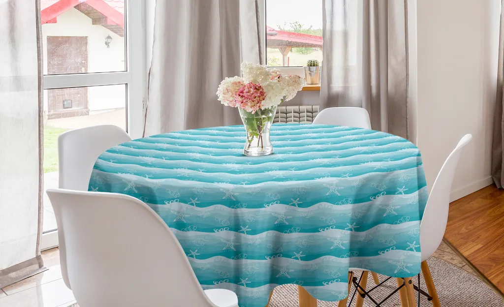 Tovaglia Rotonda 150 cm Abakuhaus - Stile Nautico Pesci Azzurro Mare