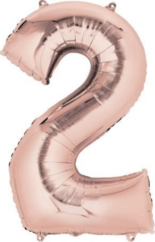 amscan 9906278 Folienballon XXL Zahl 2 - rose gold