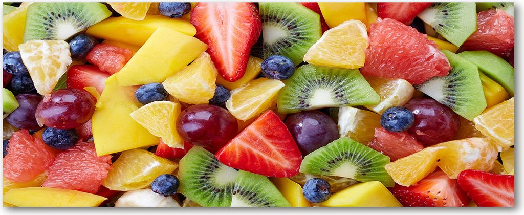 Tulup Leinwandbild - 125x50 cm - Wandkunst - Drucke auf Leinwand - Leinwanddruck - Essen & Getränke - Mehrfarbig - Gehackte Früchte
