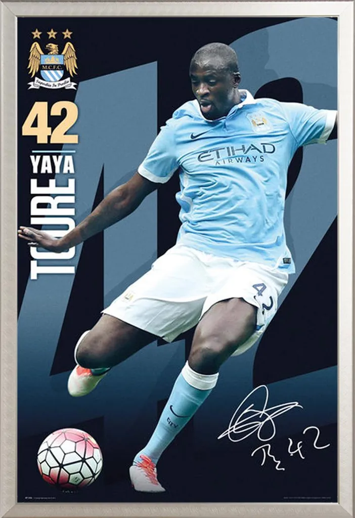Arreda con la Storia: Poster Yaya Toure Man City 15/16 In Cornice