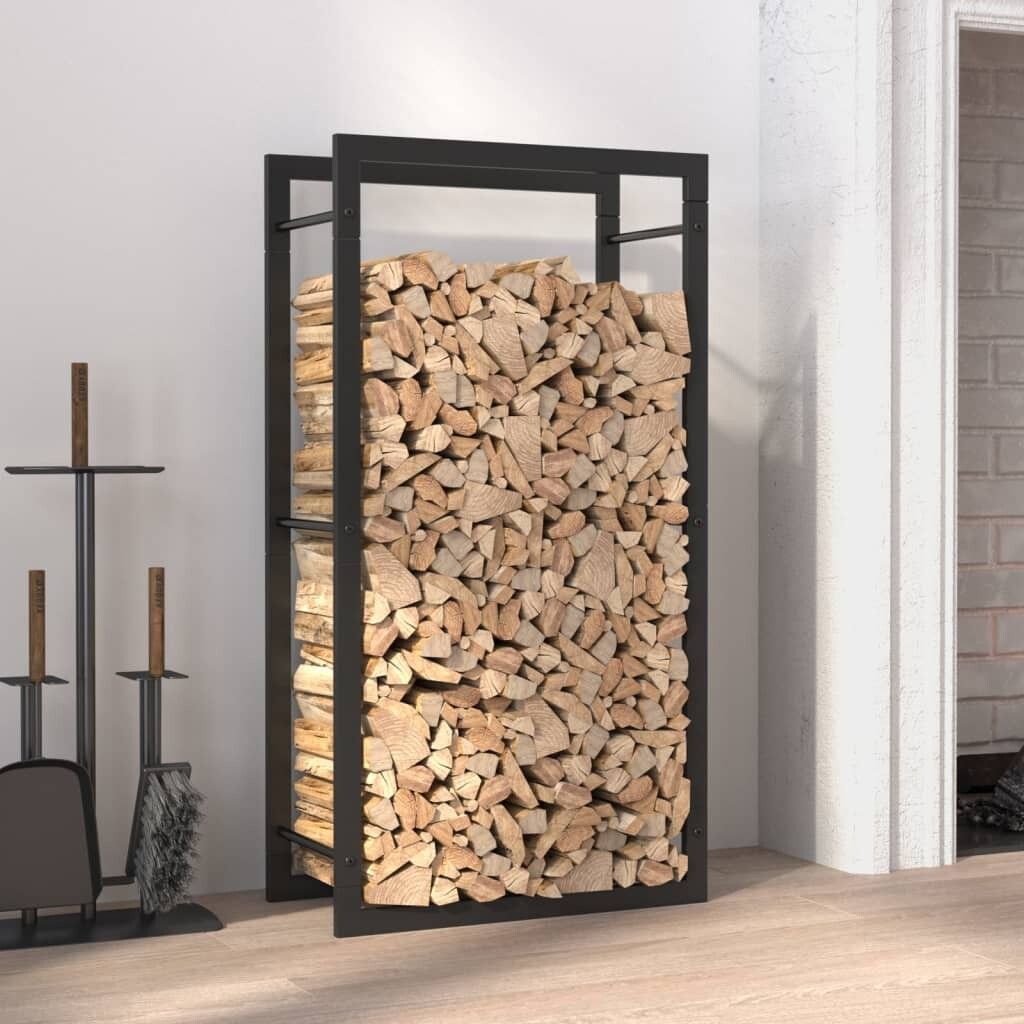 Porta legna nero opaco 50x28x94 cm in acciaio Immagine del prodotto 