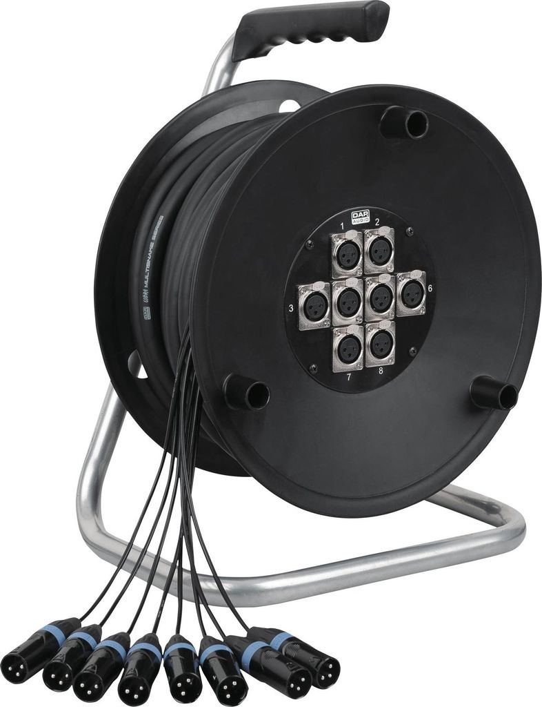 DAP Python 8 Stagewheel 8x XLR Bühnenkabeltrommel - 8x XLR - 15 m. Kabel - 4,78 kg