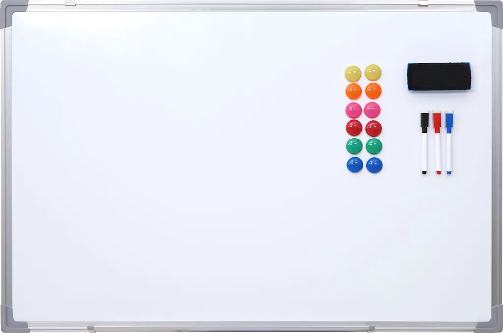 Lavagna bianca HWC-C84, lavagna magnetica memo board bacheca, incl. accessori ~ 90x60cm