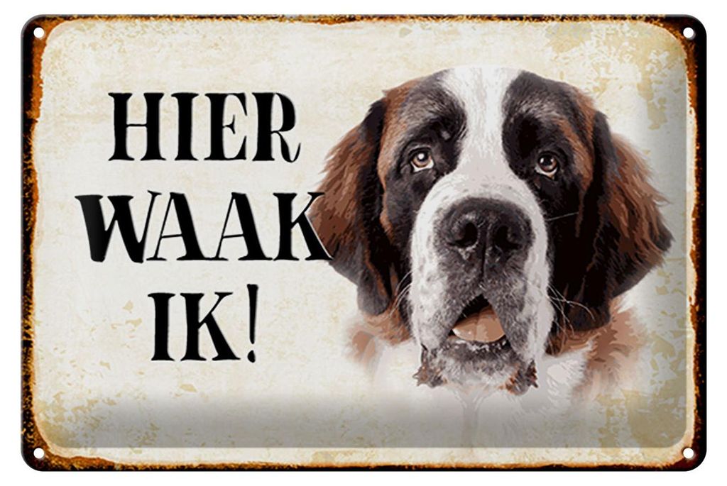 Blechschild Spruch 30x20cm holländisch Hier Waak ik Produktbild 