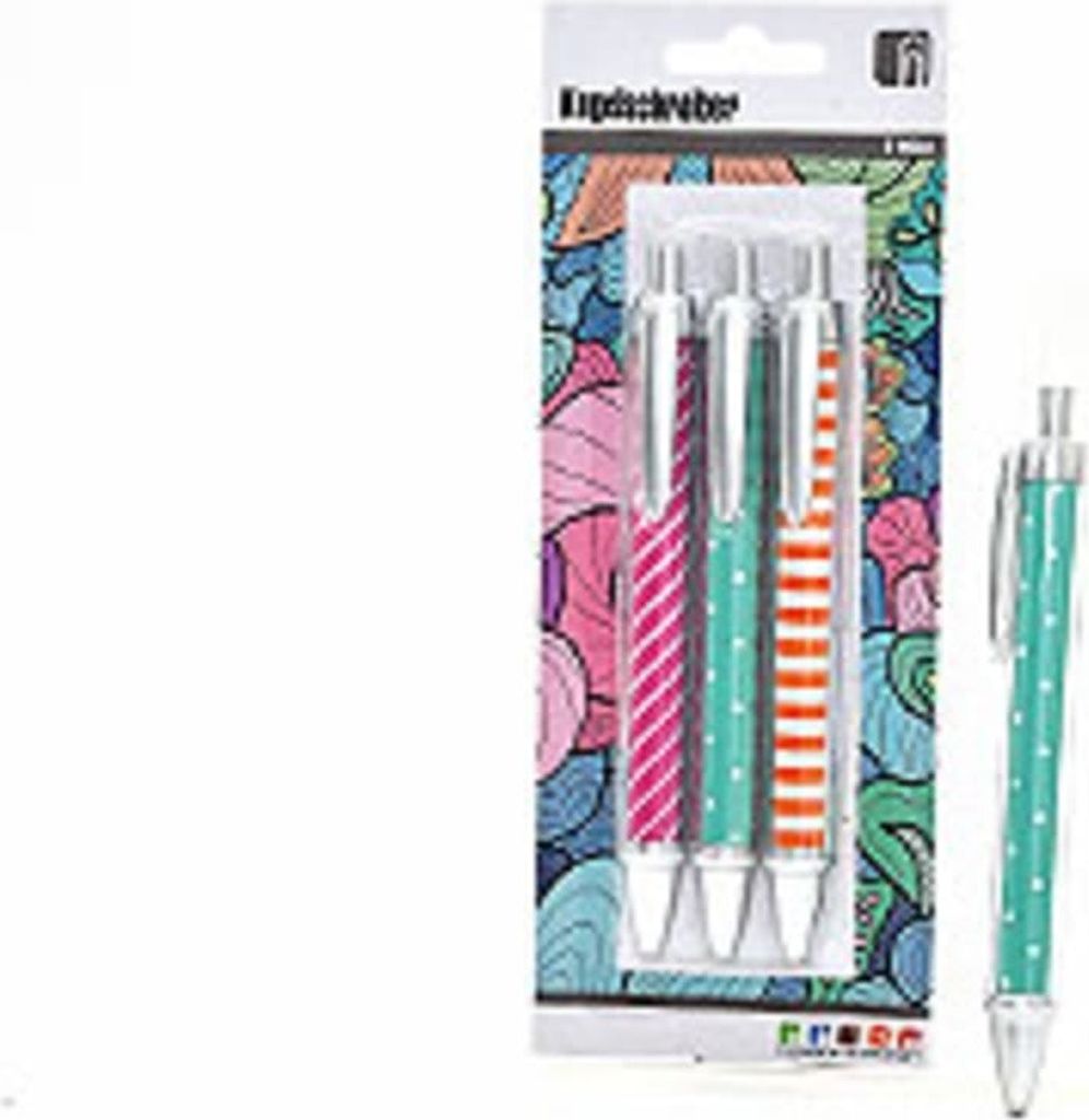 Vielseitiges 3er Kugelschreiber Set – Farbig sortiert mit blauer Tinte für Schule & Büro