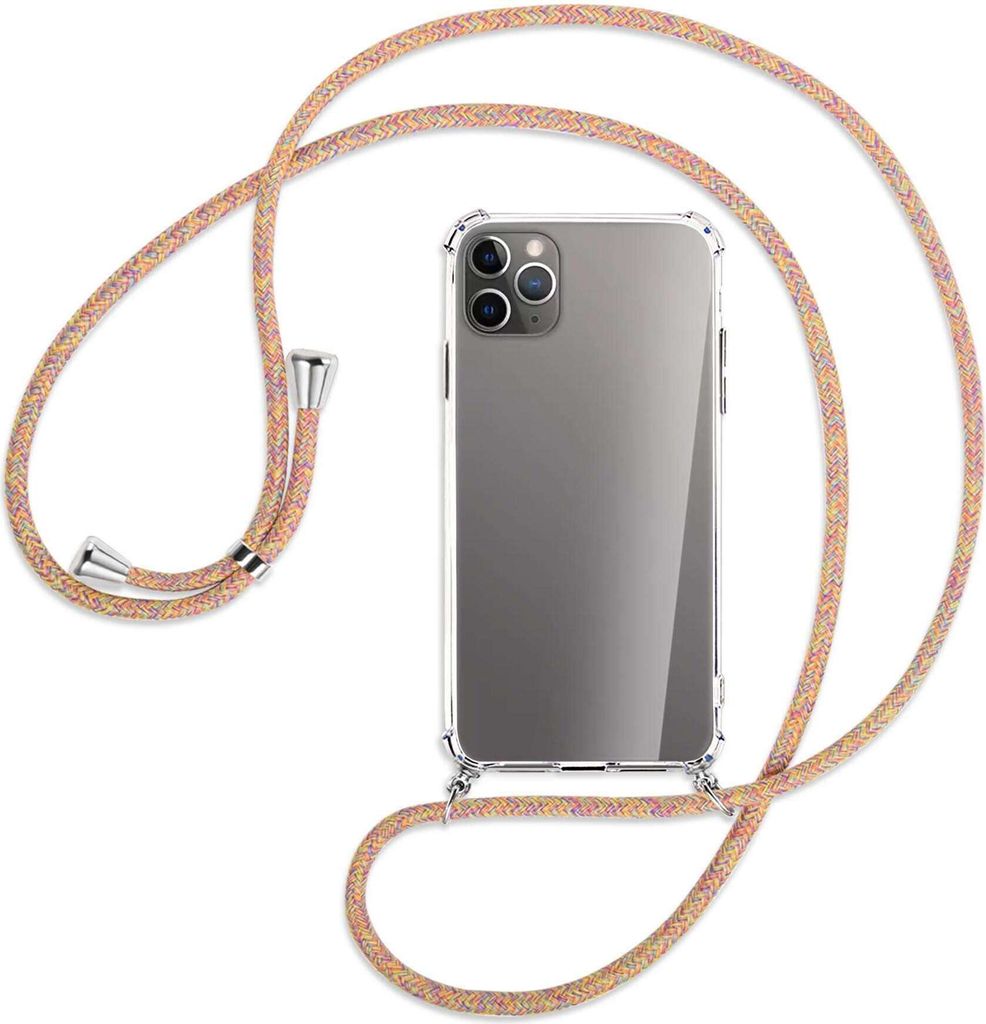 Handykette Backcover-Schutzhülle mit Band (Metall silberfarben) für Apple iPhone 11 Pro Max - Rainbow