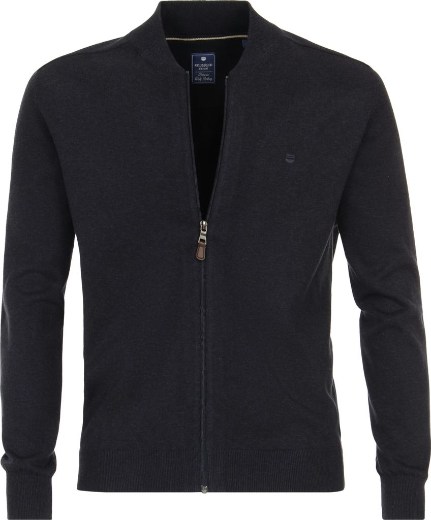 REDMOND Casual Herren Strickjacke College Zipper Comfort Marine 5XL
