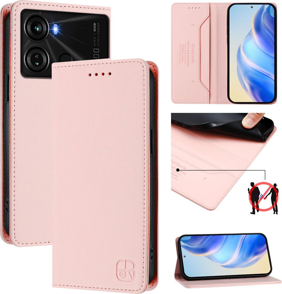 Lederhülle für itel P40 Hülle Flip Brieftasche Kartenfächern Ständer Schutzhülle Pink