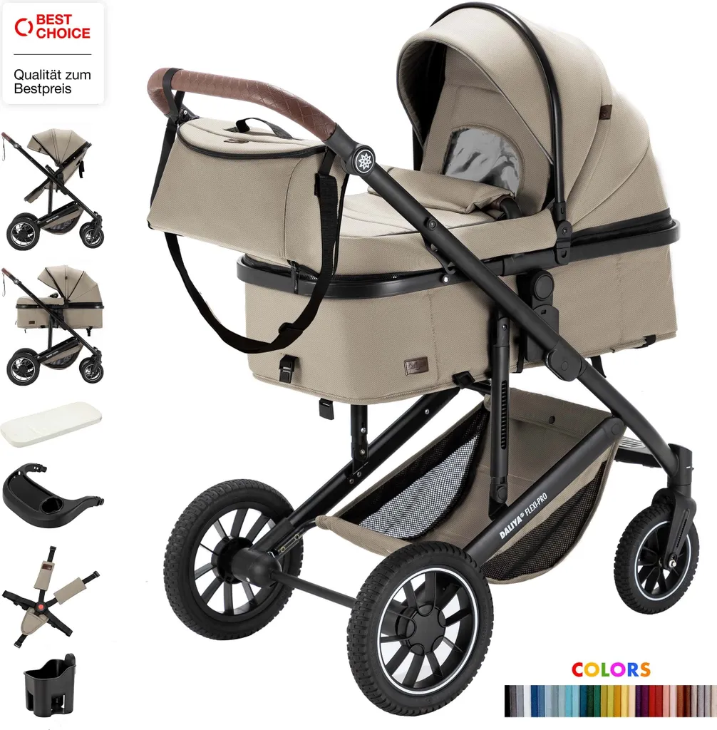 Poussette combinée évolutive Daliya FLEXI-PRO - Modèle sport tout-terrain