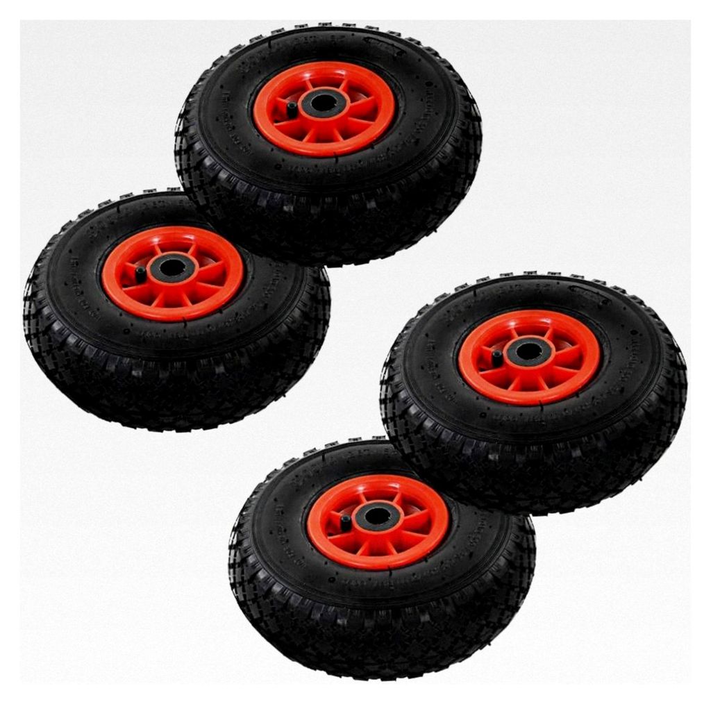 4 Stück Sackkarrenräder Gummi für Sackkarre, Schubkarre und Bollerwagen 3,00-4 (245x82)