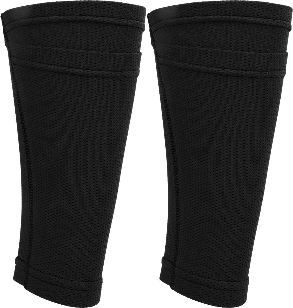 1 Paar Fußball-Schienbeinschoner-Socken, doppellagige Polster-Ärmel für Fußballtraining, Schwarz, Erwachsene / L