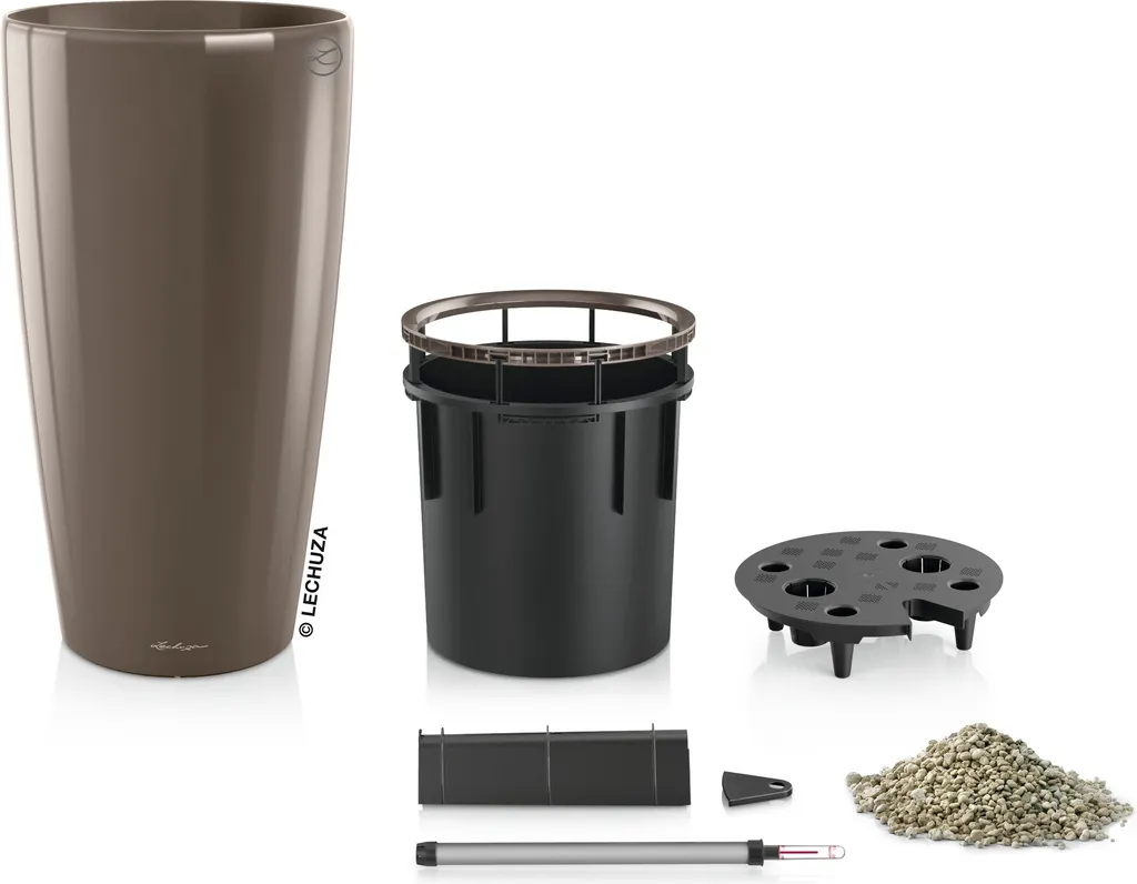 Pot de fleurs colonne design avec système d'arrosage LECHUZA RONDO 40 cm