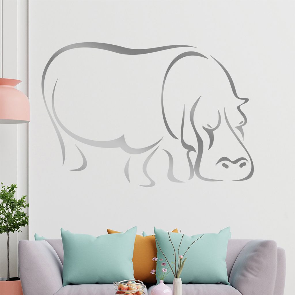 Nilpferd Linien Wandtattoo in 6 Größen - Wandaufkleber Wall Sticker - Dekoration, Küche, Wohnzimmer, Schlafzimmer, Badezimmer