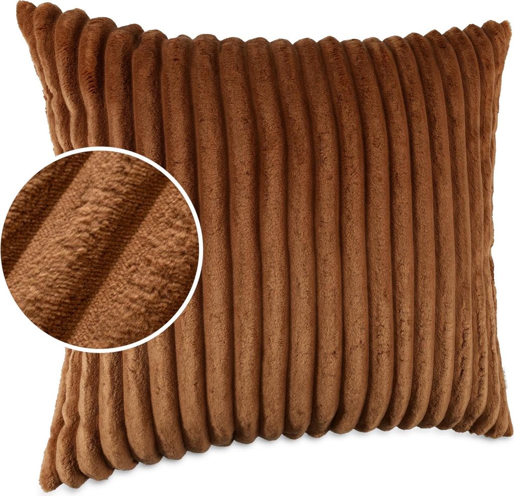 Dekokissen LILLI BIG CORD Velour mit Reißverschluss 60x60cm Einfarbig UNI Fuchsrot Sofakissen pflegeleicht