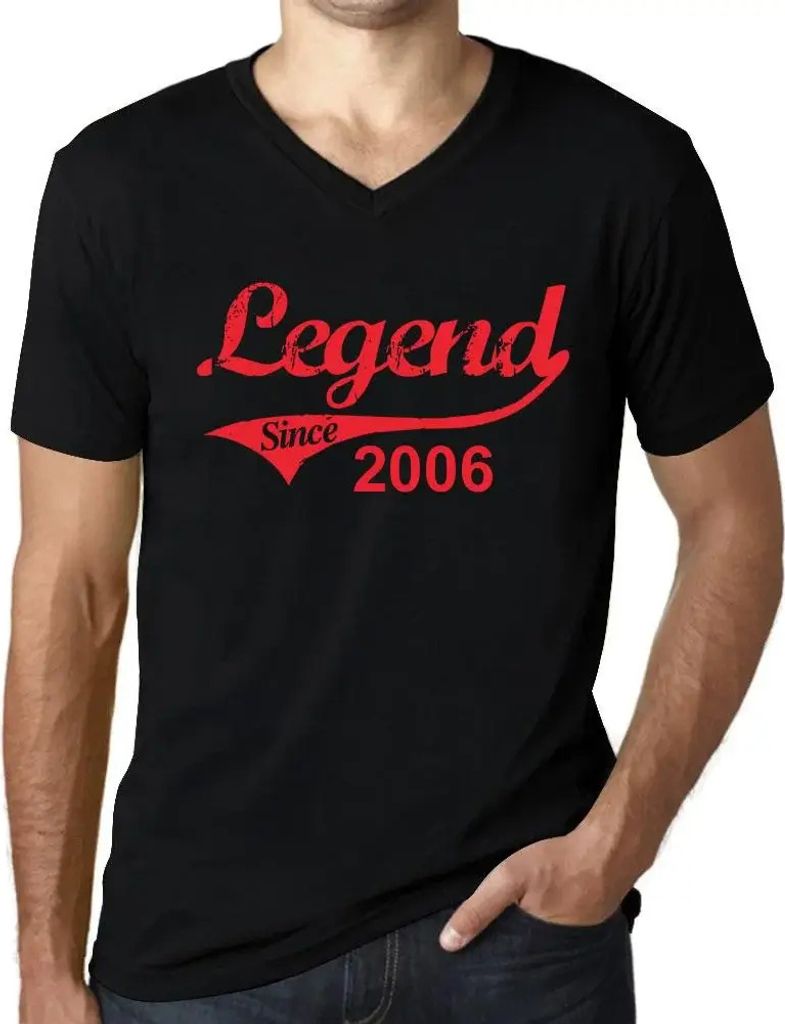 Herren Grafik T-Shirt V-Ausschnitt Legende seit 2006 – Legend Since 2006 – Geschenk 18. Geburtstag Jahrestag 18 Jahre Jubiläum 18 Jährige Mann
