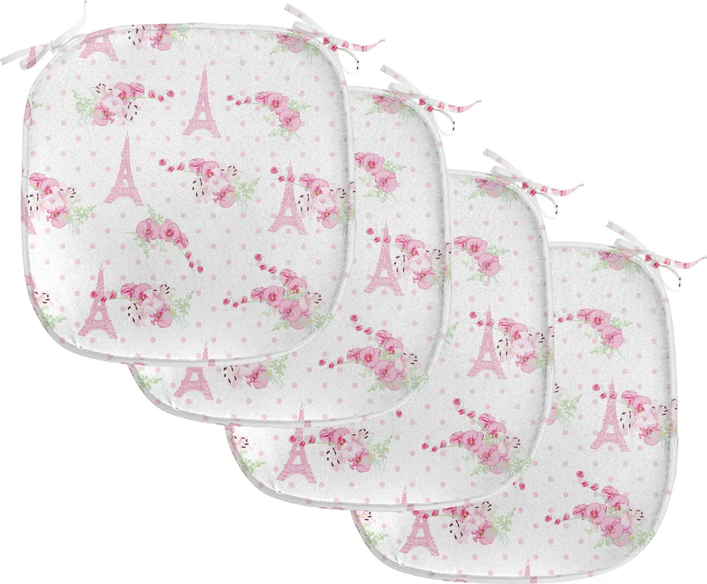 Cuscini Sedie 40x40 Impermeabili ABAKUHAUS - Pack 4 Pois Primavera