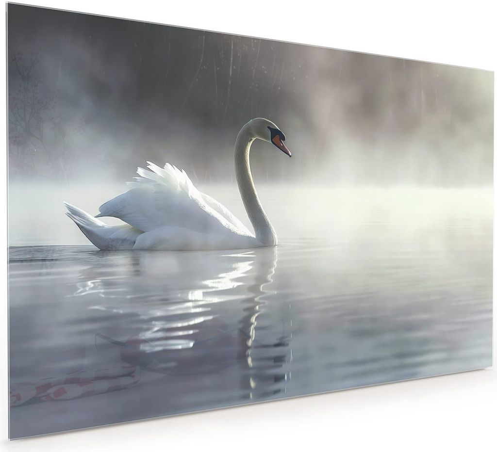 Küchenrückwand Spritzschutz Glas mit Motiv Schwimmender Schwan 40 x 40 cm