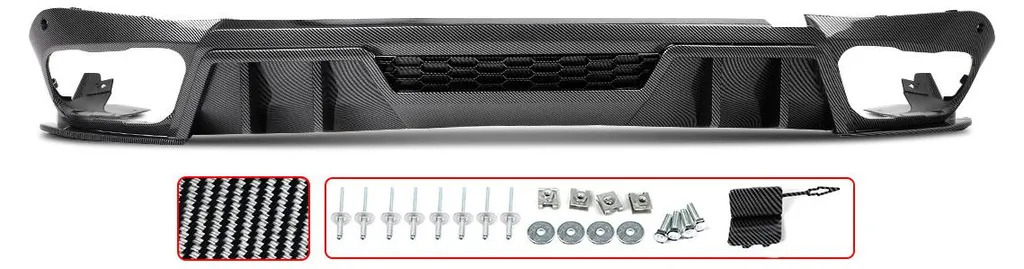 Diffuseur de pare-chocs arrière look carbone en ABS durable - Type Sport