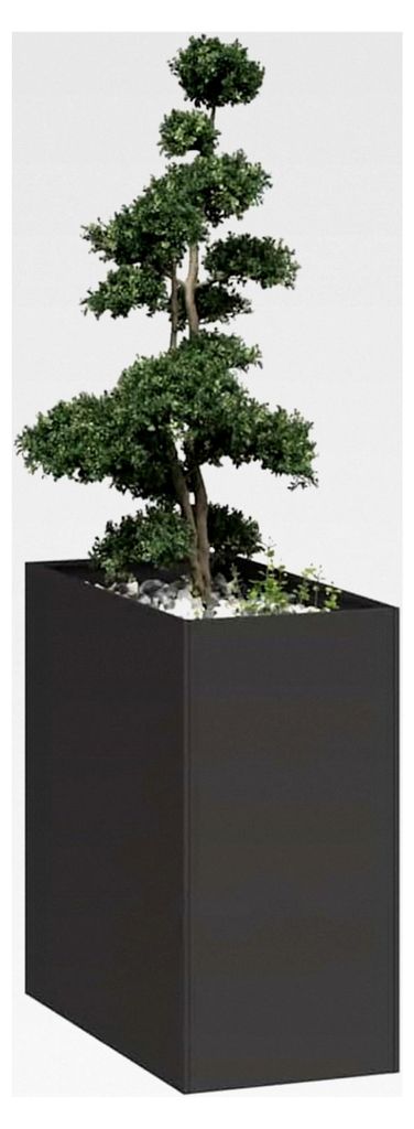 Pflanzkübel Schwarz 40x80x80 cm aus Stahl, Hochbeet Pflanzbeet Blumenkasten