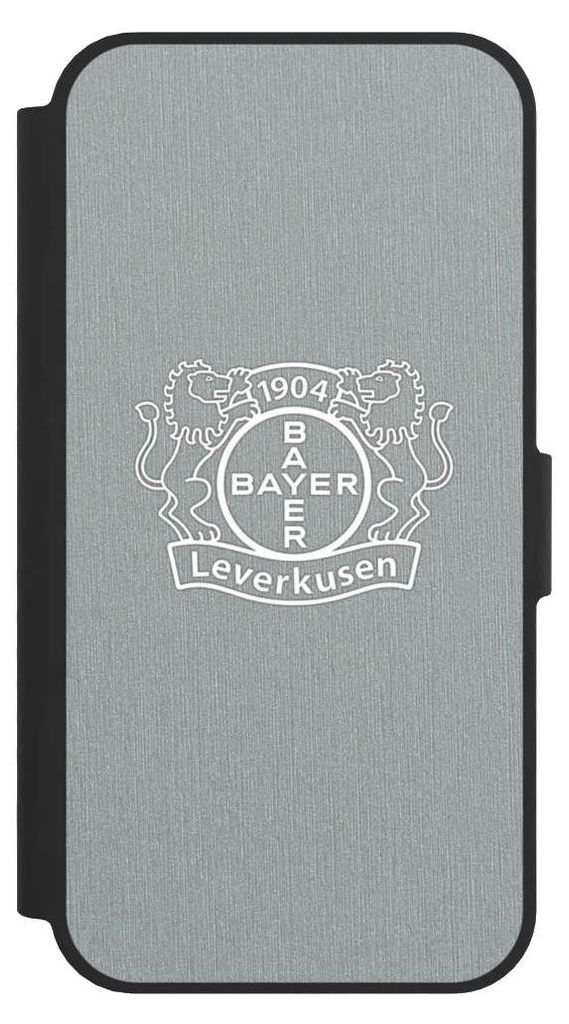NIVOCASE Klapphülle für Apple iPhone 16e Handyhülle aus Kunst Leder NIVOflip schwarz Bayer 04 Leverkusen Offizielles Lizenzprodukt Wappen