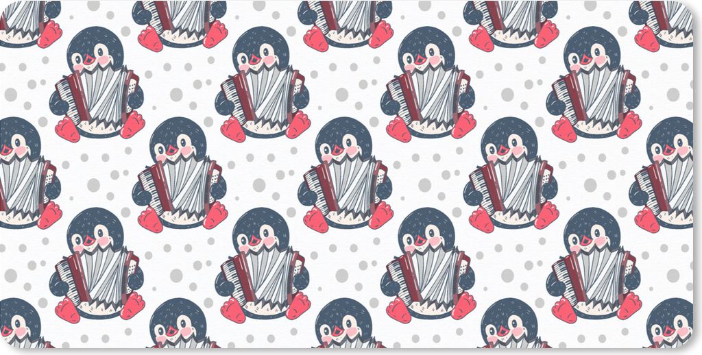 MuchoWow Mauspad Mousepad Akkordeon - Pinguin - Schablonen 60x30 cm - Mousepads - Maus Mat - Pad - Mausunterlage - Nachhaltig