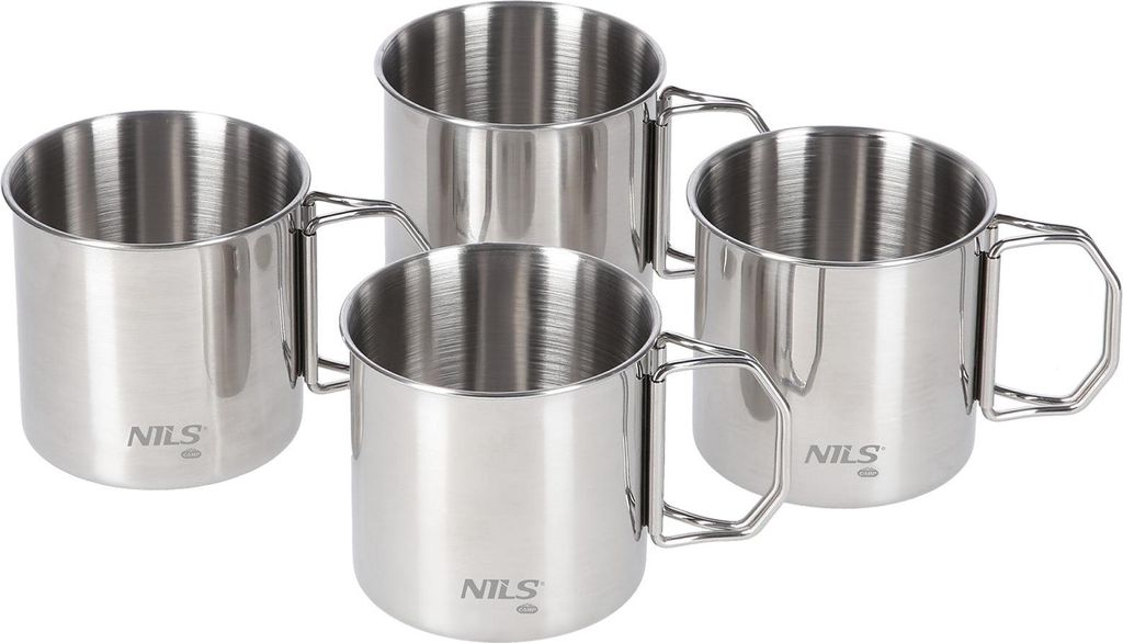 4-Tassen-Set aus Edelstahl
