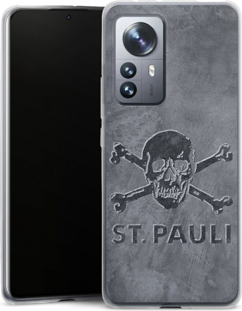 DeinDesign Slim Hülle für Xiaomi 12 Pro 5G Silikon Case Ultra Dünn Handyhülle Beton FC St. Pauli Logo