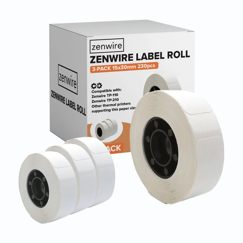 Refill 3 Rotoli Etichette 15x30mm per Stampanti Termiche D30 D11 P15
