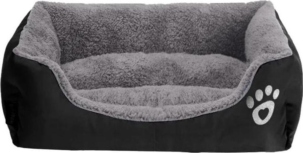 Hundebett & Hundekorb - Rechteckig - Größe M - Fleece + Oxford, Atmungsaktiv, PP-Baumwollfüllung, Handwäsche - Schwarz