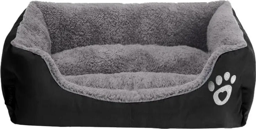 Lit pour chien respirant en coton PP et tissu Oxford lavable Noir M