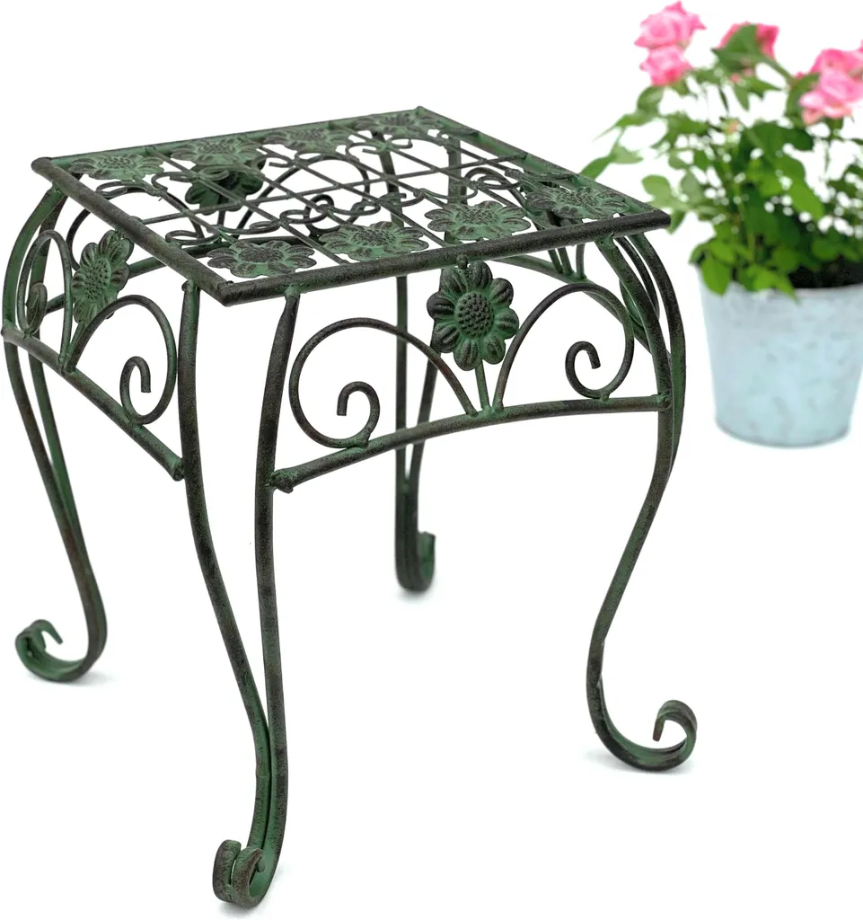 Tabouret de plante Moderne Vert Angulaire en Métal 32 cm Style Vintage