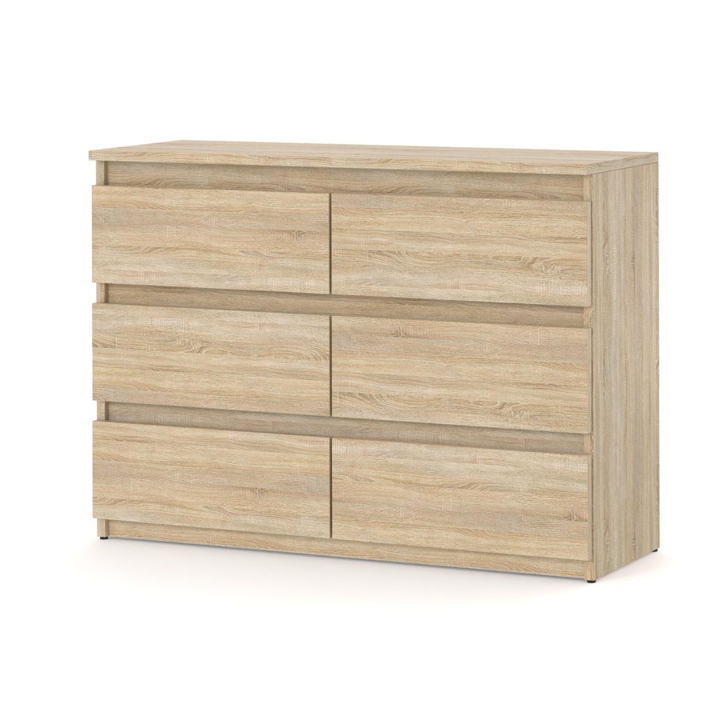STIV Möbel | Kommode mit 6 Schubladen | Eiche Sonoma | 100 cm | modern & grifflos | Schlafzimmer & Wohnzimmer