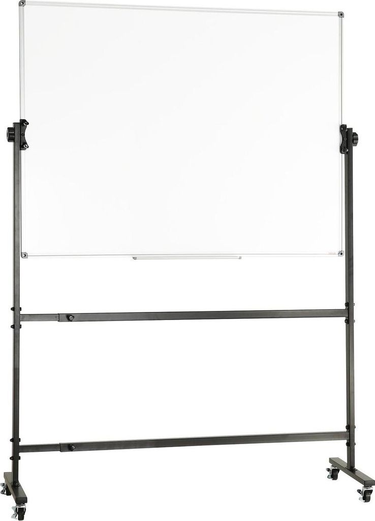 Rolling Whiteboard, 48x32 inch Double-Sided Magnetic Mobile Whiteboard, 360° Reversible Adjustable Height Dry Erase Board with Wheels & Movable Tr...