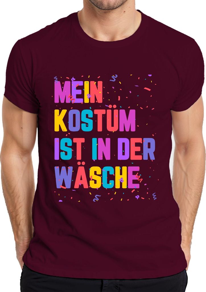 Karneval Fasching Kostüm in der Wäsche Lustig Geschenk Konfetti Herren T-Shirt, Burgundy, S