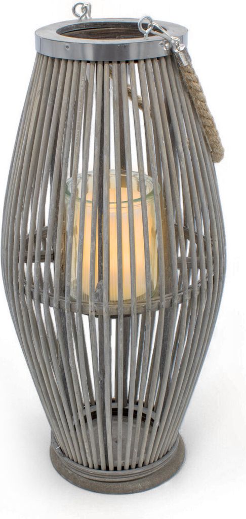 1.10 Bambus Windlicht mit Glas Einsatz - XXL / ca. 50 cm - Deko Leuchte Garten und Haus