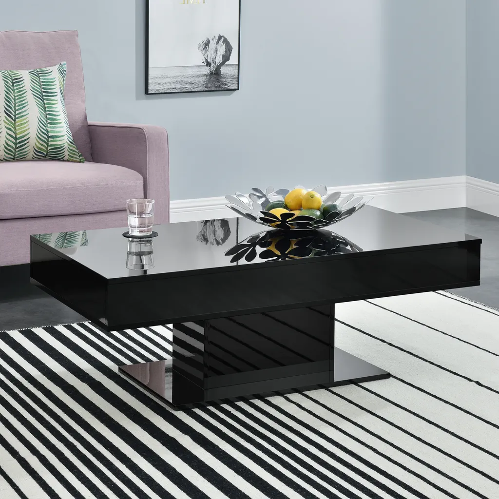 Table basse noire avec rangements 2 compartiments modulables 110x60cm - 6