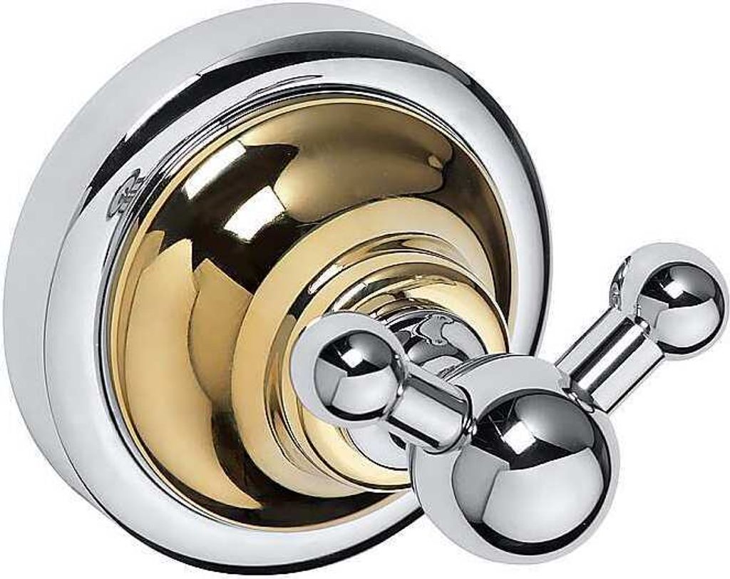BETRO GOLD Doppelkleiderhaken Messing Gold Chrom 65x65x65 mm für Bad & Küche >> zum Bohren