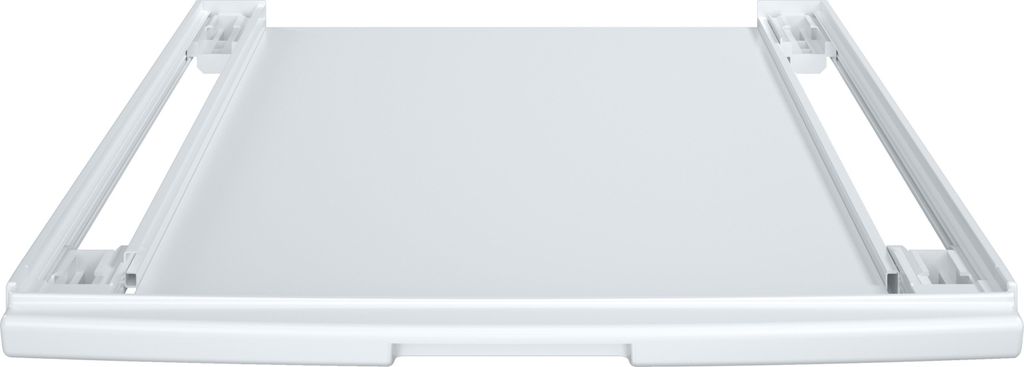 A white appliance accessory, likely a drawer or shelf, is shown from a slightly elevated front-facing angle against a white background.