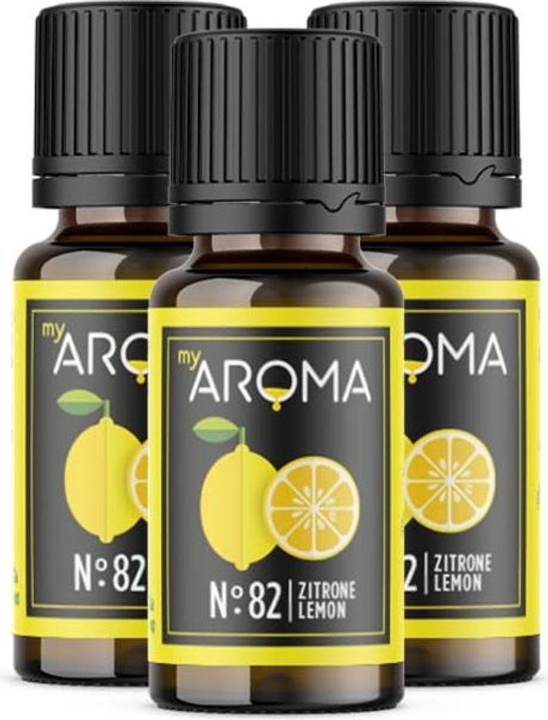 myAROMA Flavour Drops – Zitrone in 3x10ml, Zuckerfrei, Kalorienfrei & Vegan, Natürliches Aroma für Kochen, Backen & Getränke
