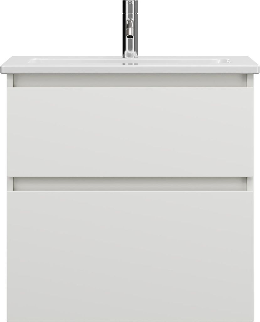 burgbad Lin20 Keramik-Waschtisch inklusive Waschtischunterschrank, 2 Auszüge, 630x415x622mm, SGHD063F5375C0001