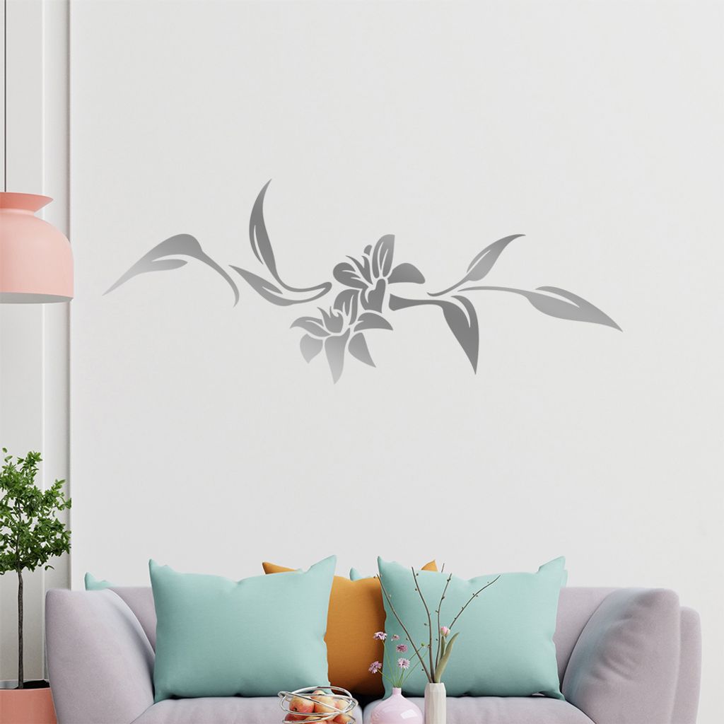 Blumen - Linien Wandtattoo in 6 Größen - Wandaufkleber Wall Sticker - Dekoration, Küche, Wohnzimmer, Schlafzimmer, Badezimmer