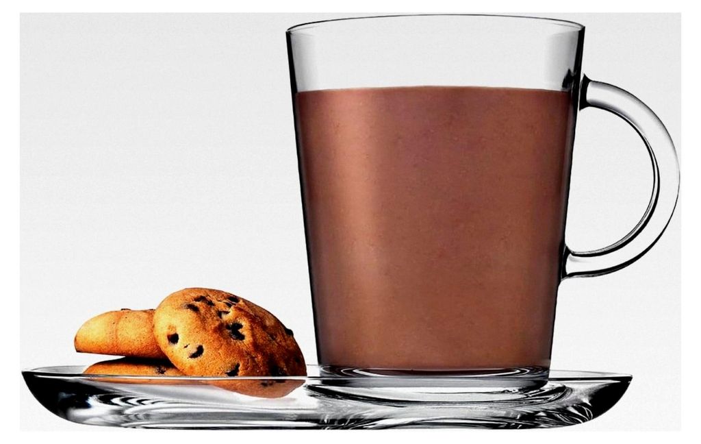 2er Set Tassen mit Untertasse, 38,5 cl, aus transparentem Glas