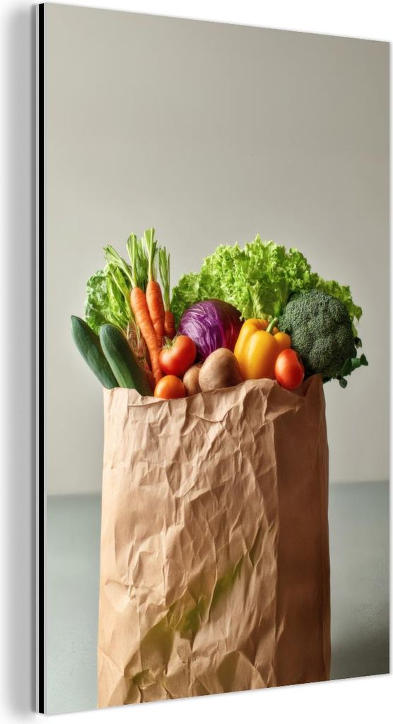 MuchoWow Wanddekoration Metall Metallbild Wandkunst 20x30 cm Papiere - Lebensmittel - Buntes MuchoWow Aluminium Gemälde - Alu Dibond Bild
