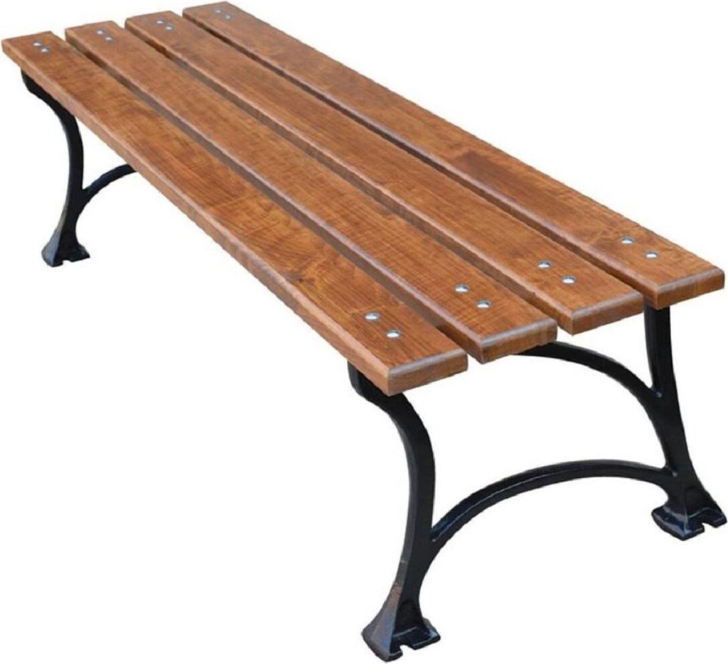 Casa Padrino Jugendstil Gartenbank ohne Lehne Braun / Schwarz 150 x 43 x H. 42 cm - Sitzbank Parkbank Holzbank - Gartenmöbel