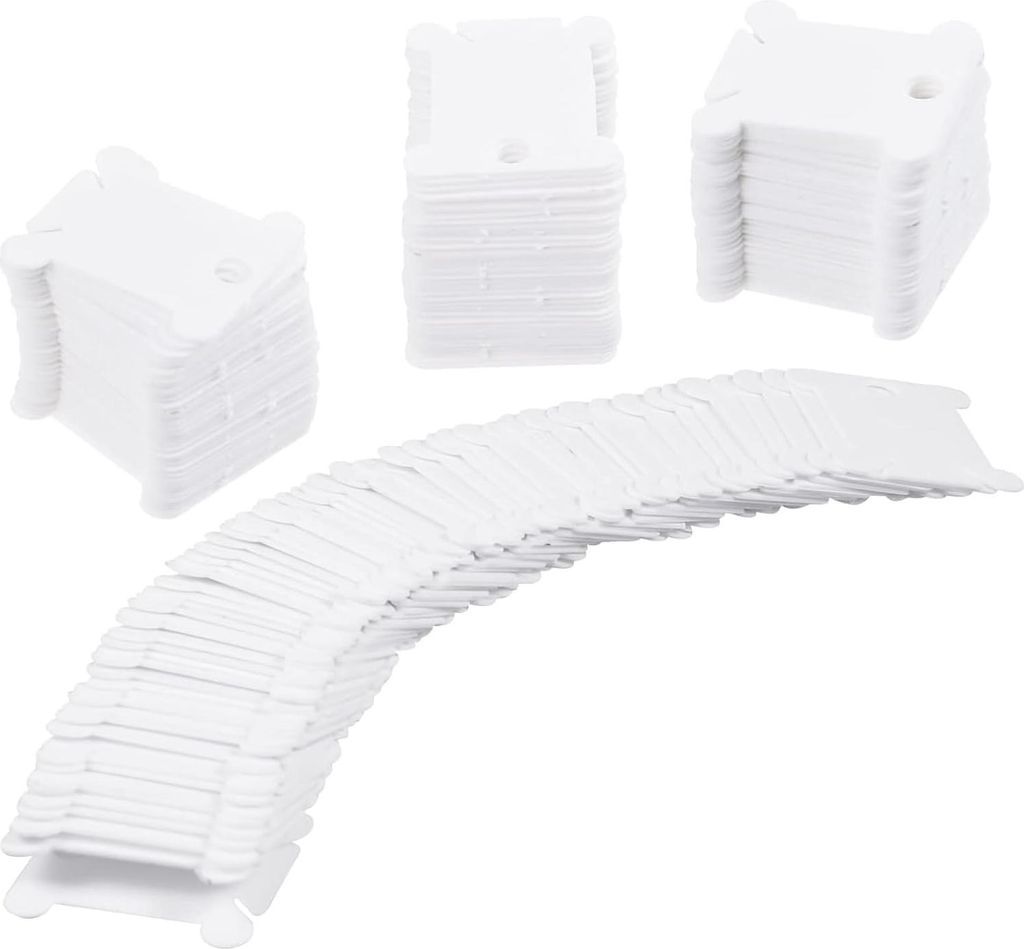 100 Stück Weiße Stickgarn Spulen Set aus Kunststoff für Aufbewahrung DIY Nähzubehör 20 x 5 Beutel für Kreuzstich und Basteln