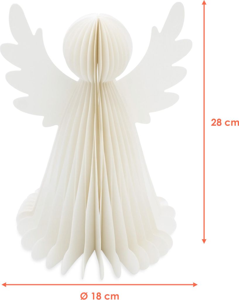 ED papírový anděl teple bílý svítící s časovačem - 28 cm - Obrázek produktu 