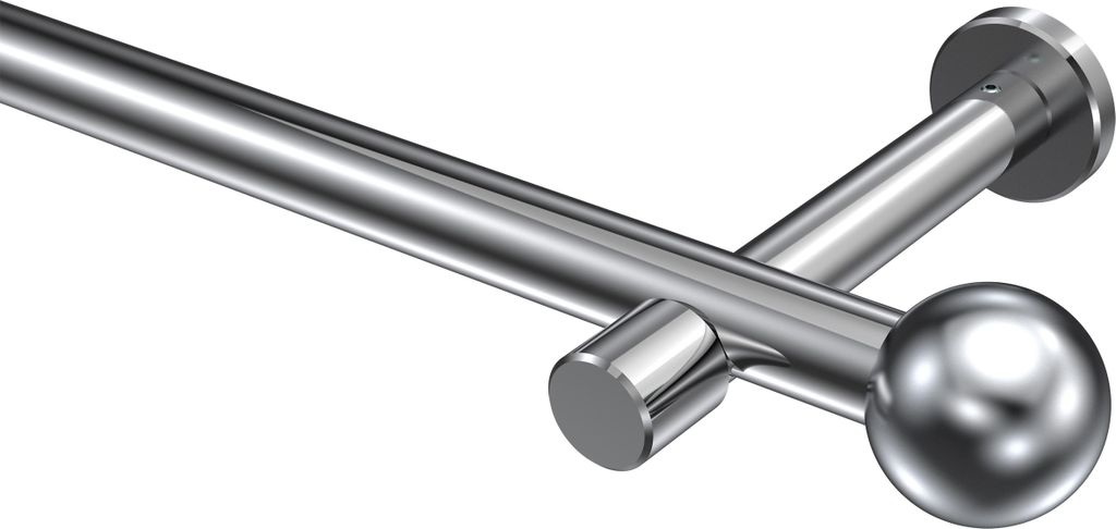 Interdeco Gardinenstange / Vorhangstange Chrom, Typ Prestige Luino (Kugel) ohne Ringe, 20 mm Ø 1-läufig, 480 cm