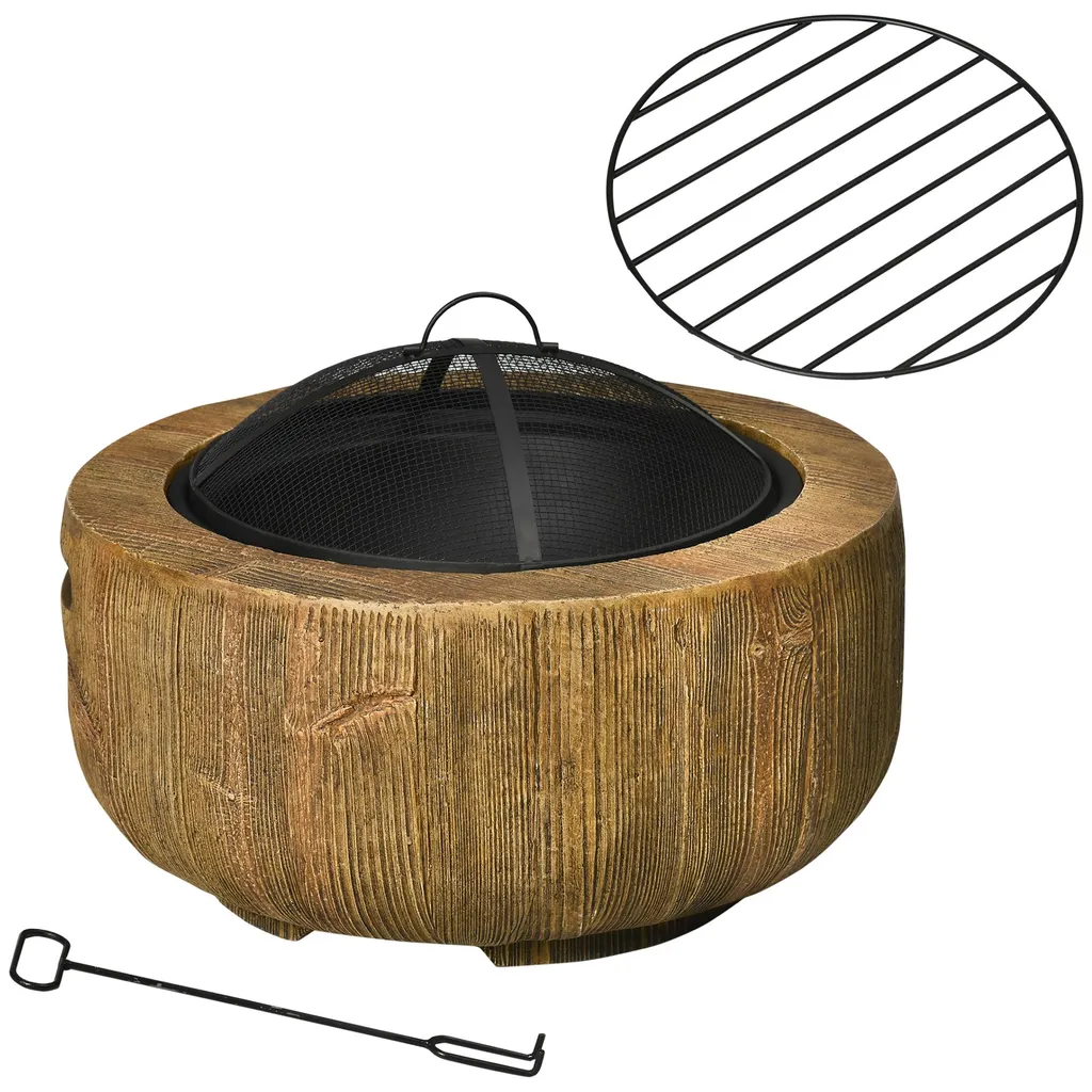 Brasero extérieur pour camping et terrasse avec protection et tisonnier